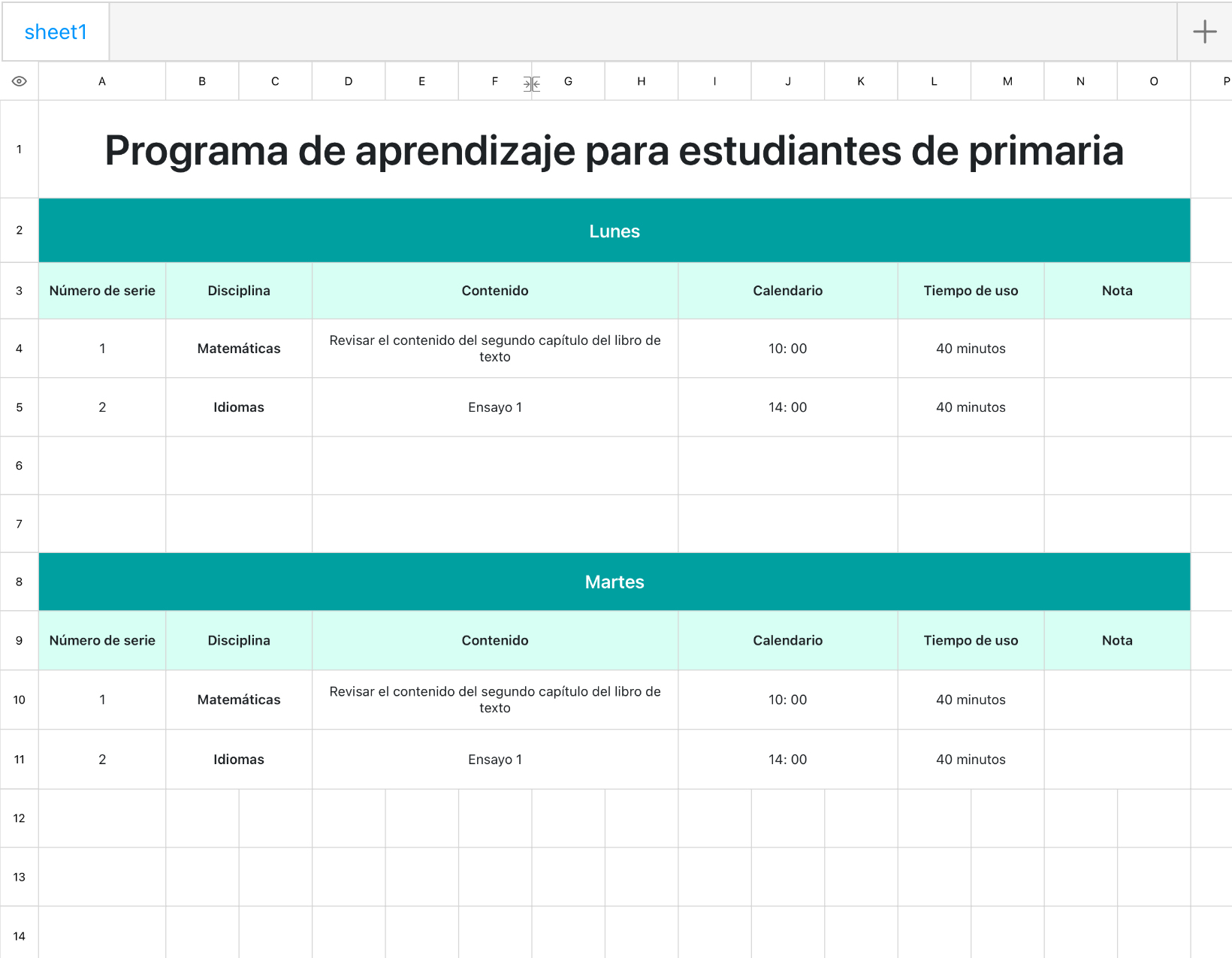 Programa de aprendizaje para estudiantes de primaria